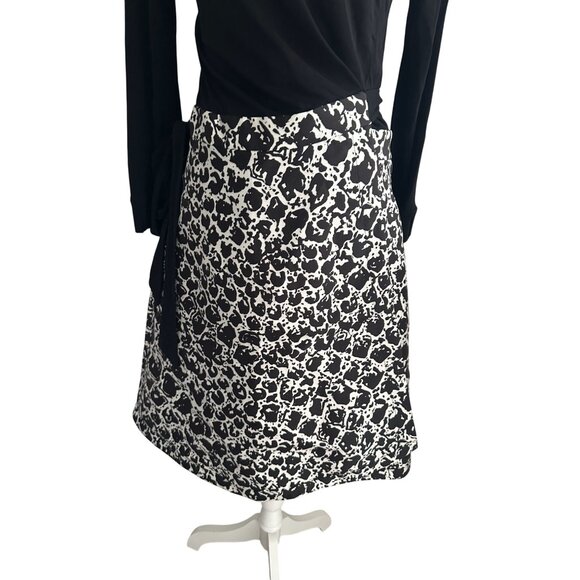 DIANE VON FURSTENBERG DVF Black White A Line Wrap Dress Size 8 - Picture 7 of 9